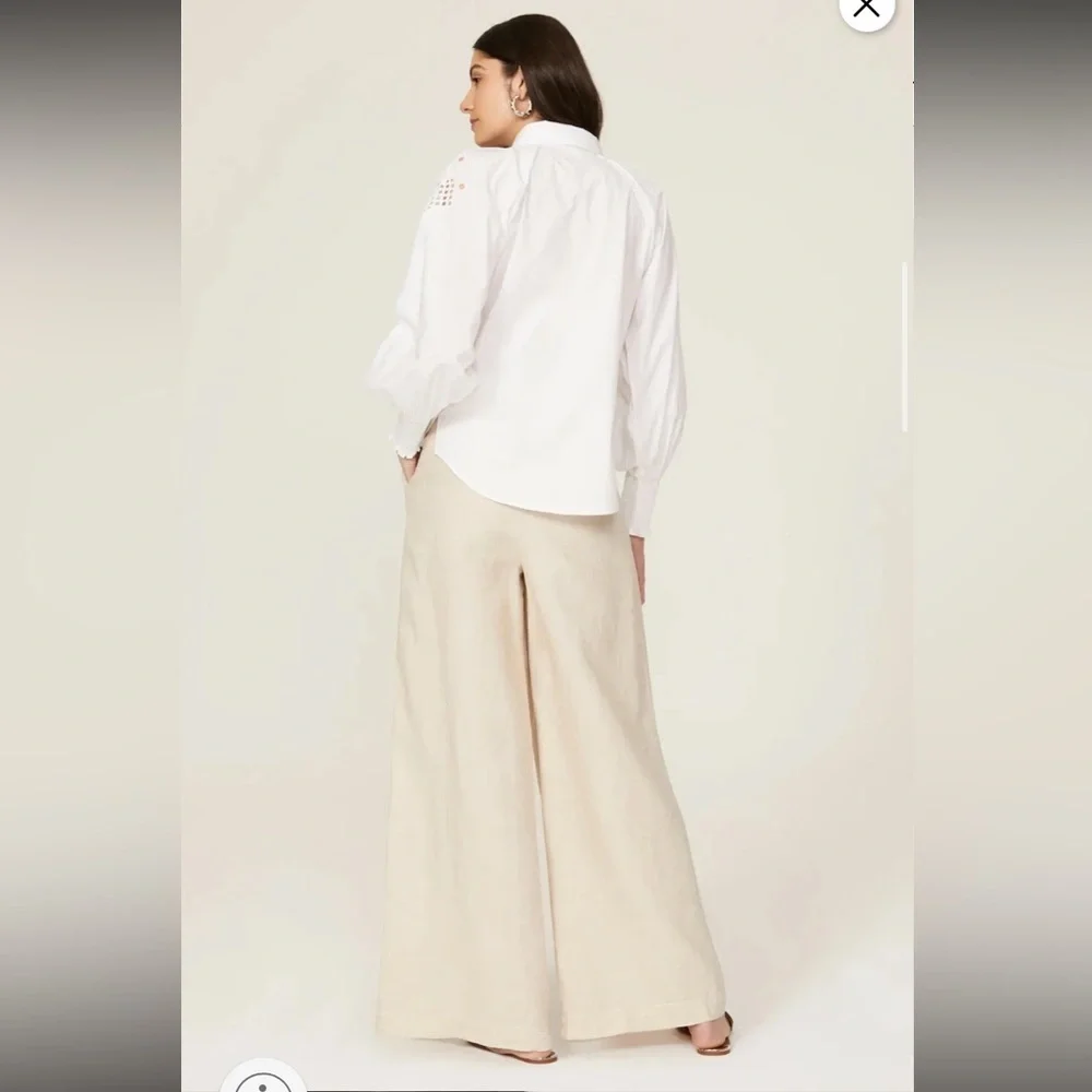 Veronica Beard Lilah Lace Cut Out Geometric Abstract White Eyelet Blouse Size 4 - Picture 4 of 11